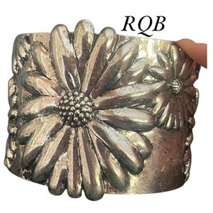 Silver Floral Cuff Bracelet